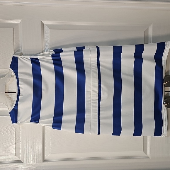 NWT Hesxuno Blue and White Striped Sleeveless A Line SWIM Midi Dress/Coverup XL - Picture 8 of 8